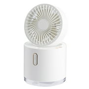 Outoloxit Portable Conditioner Fan, Quiet USB Desk Fan, Evaporative Cooler with 3 Speeds Strong Wind with LED, White